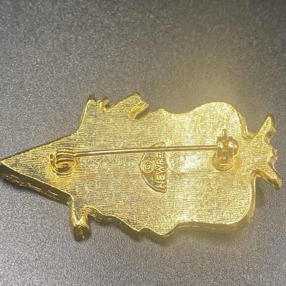 Signed Halloween Witch Brooch Boo Gold Tone Enamel New Pro - Picture 5 of 5